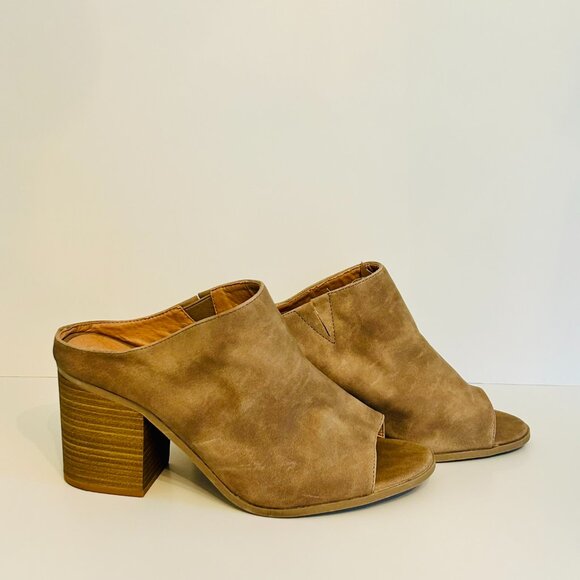 Lane Bryant Peep Toe Chunky Block Heel Mule in Marbled Beige Size 10W - Picture 4 of 8